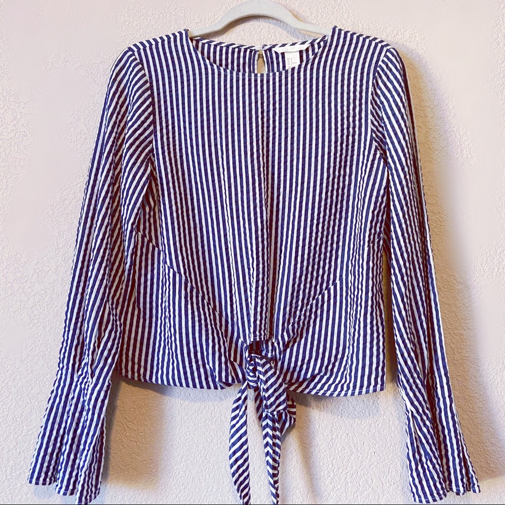 H & M Stripe Bell Sleeves Blouse